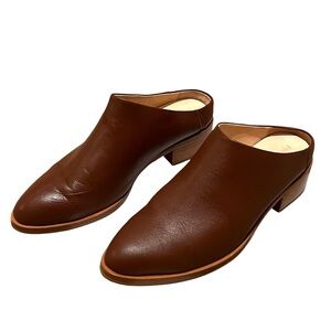 NWT Poppy Barley Low Down Heeled Leather Mule in Redwood Brown Size 8.5